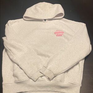 White Fox Boutique Gray Hoodie with Pink Logo